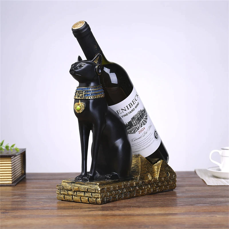 Resin Egyptian Cat God Creative Wine Rack Home Decoration