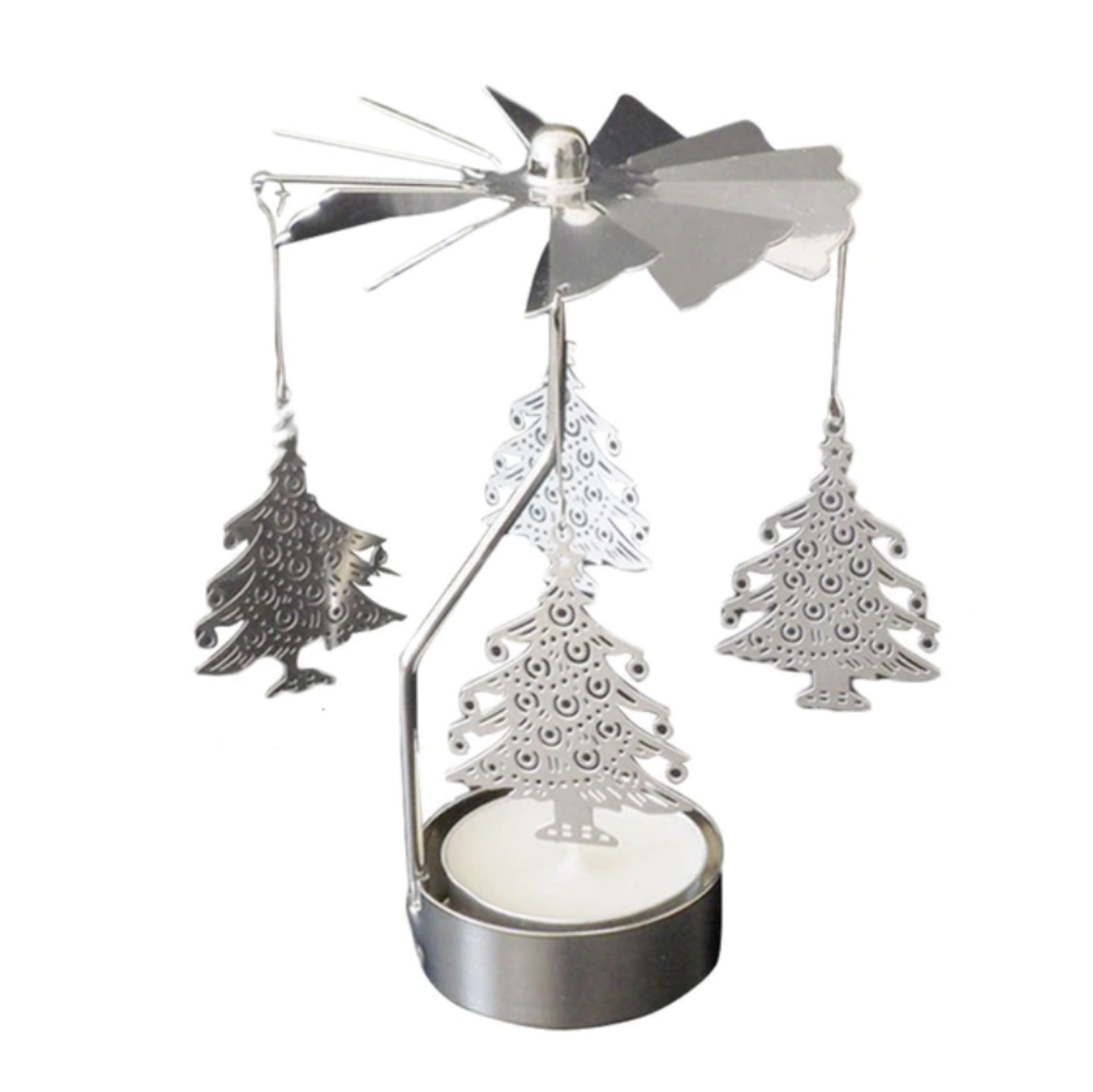 Silver Gold Candlesticks Spinning Carrousel Tea Light Candle Holder