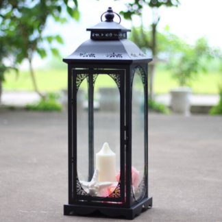 Windproof Black Iron Outdoor Candle Holder