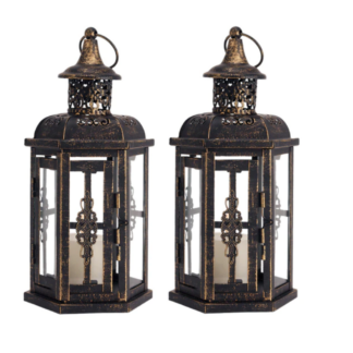 Vintage Hanging Candle Holder Nordic Lanterns Candlestick, Black