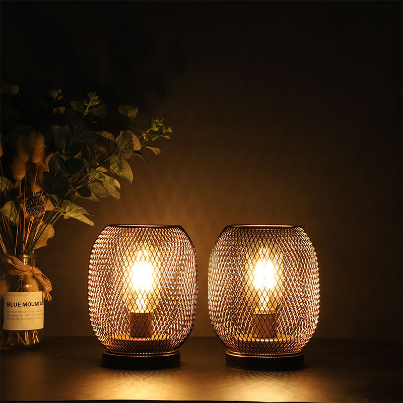 Metal Cage Table Lamp Round Shaped LED Lantern - Image 3