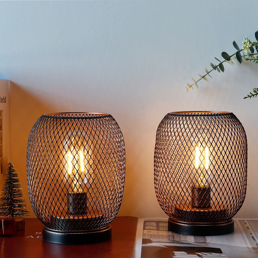 Metal Cage Table Lamp Round Shaped LED Lantern - Image 4