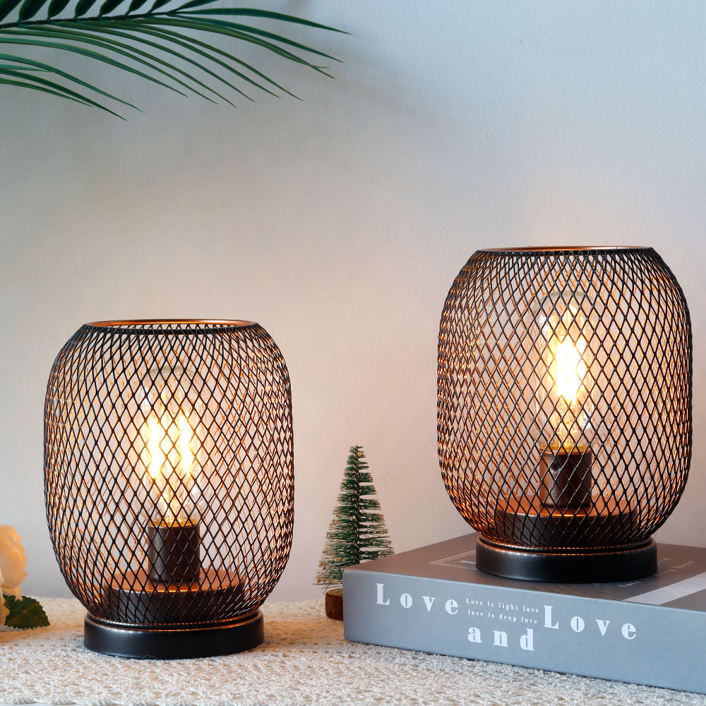 Metal Cage Table Lamp Round Shaped LED Lantern - Image 2