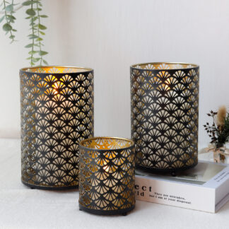 Pattern Metal Candle Holder Vintage Table Candleholder