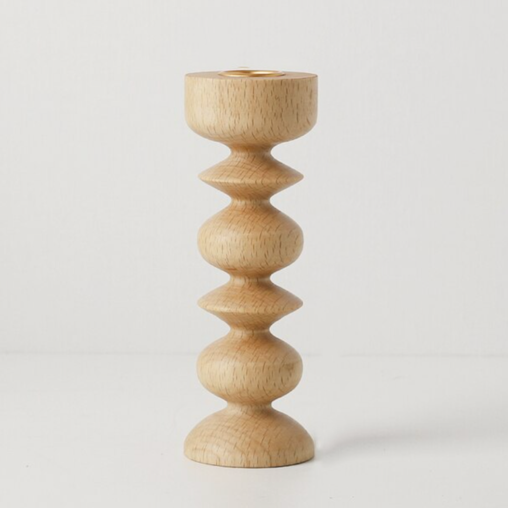 Black Wood Candlestick Holder