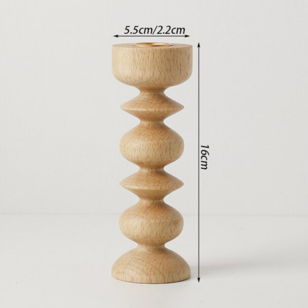 Black Wood Candlestick Holder - Image 2