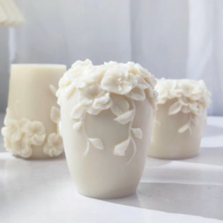 Nordic Rattan Flowers Silicone Candle Mold, White