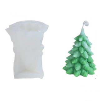Geometric Spinning Pine Silicone Candle Mold, Christmas Tree