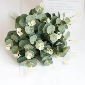 10pcs Eucalyptus Artificial Silk Flowers Bouquet Home Decoration