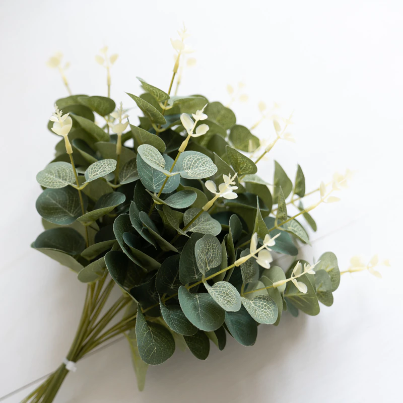 10pcs Eucalyptus Artificial Silk Flowers Bouquet Home Decoration - Image 4