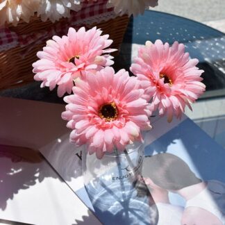 5PCS Pink Artificial Gerbera Flowers Home Decoration