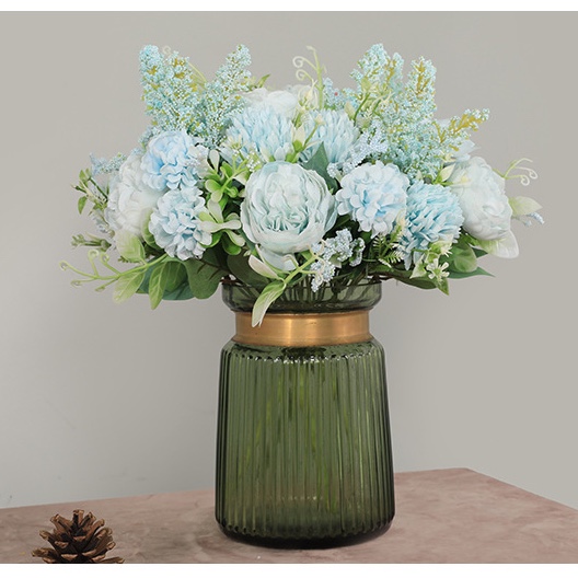 Blue Artificial Feili Roses Flowers Vintage Silk Bouquet Home Decoration - Image 2