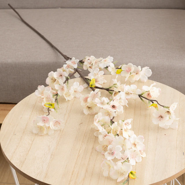 105cm Champagne Cherry Blossom Artificial Flowers Tree Branch Home Decoration