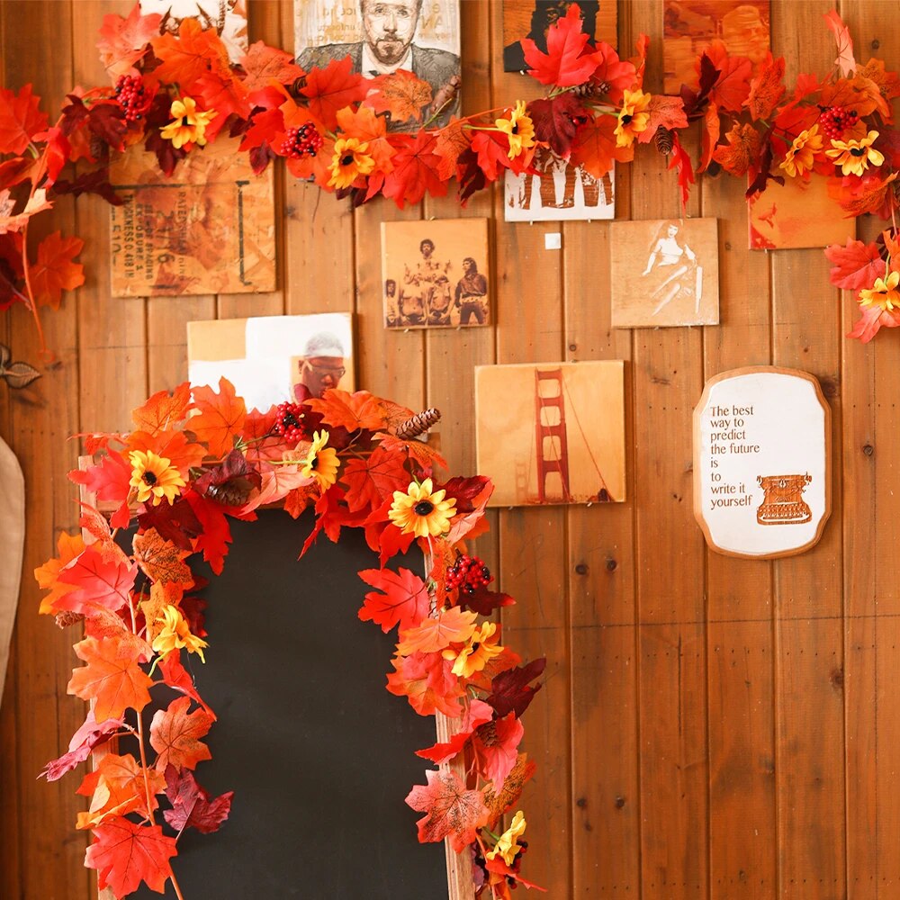 2M Autumn Artificial Maple Leaf Vine Flowers Garland Home Decoration - Image 2