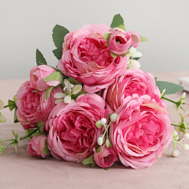 Artificial Small Bunch of Roses Simulation Silk Bouquet Home Decoration