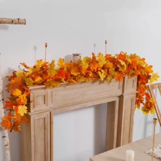 66.3in Autumn Artificial Maple Leaves Garland Vine Home Decoration