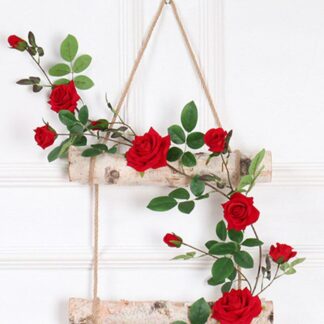 2m Artificial Flowers Red Rose Ivy Vine Garland Wall Hanging Home Decoration
