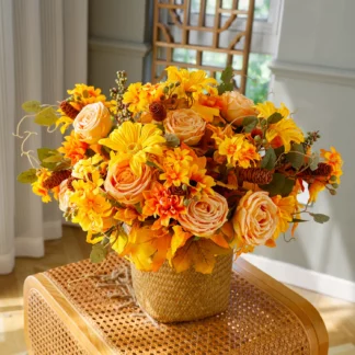 Silk Sunflower Autumn Flowers Artificial Bouquet Fake  Home Decoration