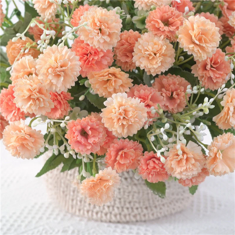 1 Bunch European-Style Small Lilac Carnation Artificial Flowers Home Decoration - Image 2