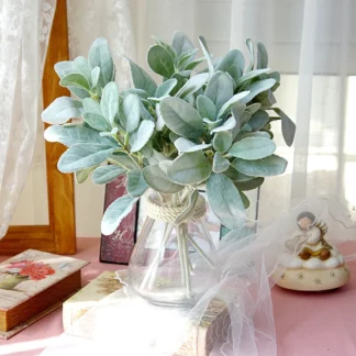 Artificial Flowers Flocking Rabbit Ear Leaf Home Decoration