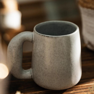 Japanese Stoneware Coffee Mug Breakfast Milk Oatmeal Cups, Brown