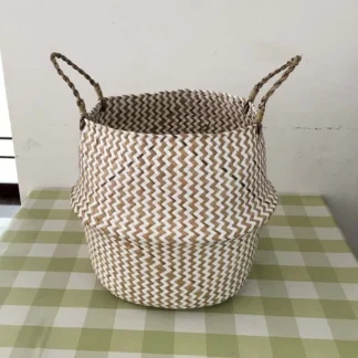 Foldable Handmade Seagrass Wicker Storage Basket