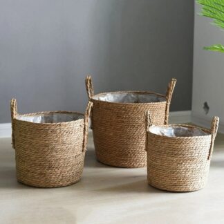 Rattan Storage Basket Flower Pots Hand Woven Wicker Basket