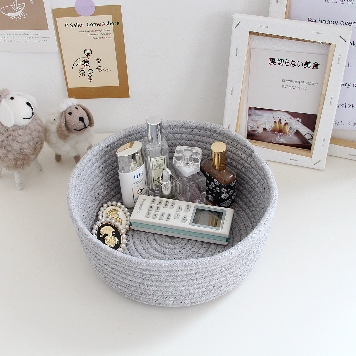 Nordic Gray Cotton Rope Woven Storage Baskets
