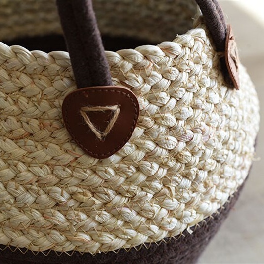 Seagrass Weaving Storage Folding Clothes Laundry Basket - Image 2