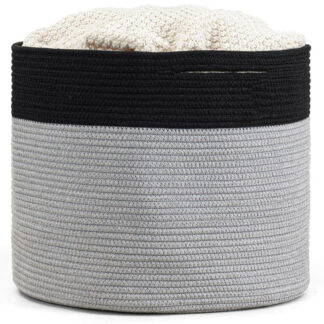 Black Gray Large Capacity Laundry Cotton Rope Basket