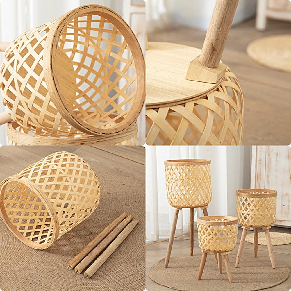 Flower Basket High Durability Plant Stand Woven Planter Pot - Image 2