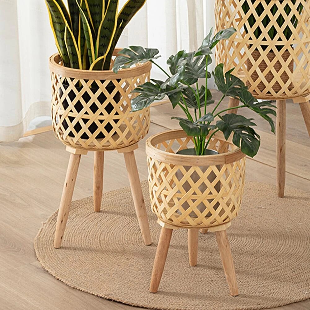 Flower Basket High Durability Plant Stand Woven Planter Pot