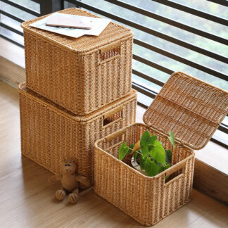 Woven Sundries  Storage  Basket with Lid