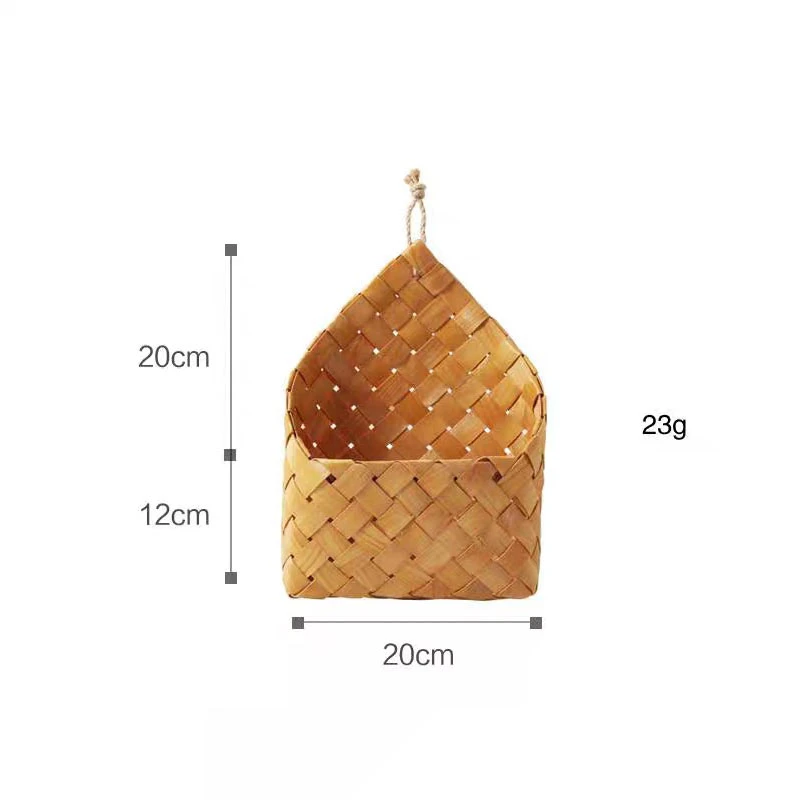 Natural Wood Woven Hanging Basket - Image 5