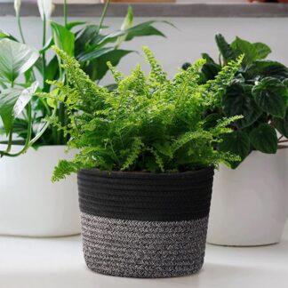 Black Handmade Wicker Woven Storage Laundry Basket