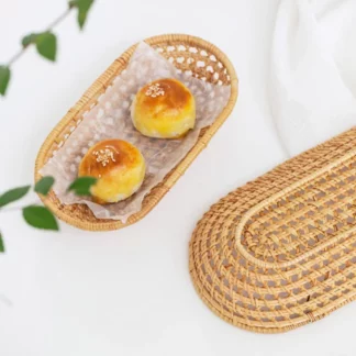 Oval Rattan Woven Bread Fruit Food Storage Tray
