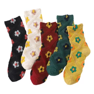5 Pairs Flowers Breathable Socks