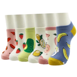 6 Pairs Cute Fruits Women Cotton Socks