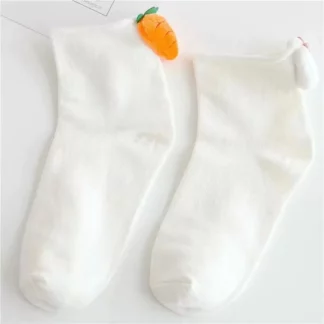 Kawaii Carrot Lolita Cotton Women Short Socks