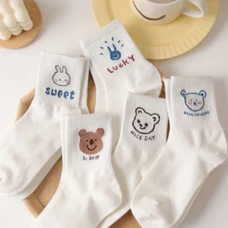 5 Pairs Cute Cartoon Animal Women Socks