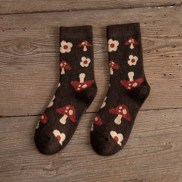Flower Mushroom Thickened Warm Wool Tube Socks