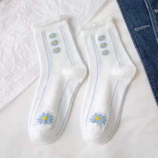 Floral Frilly Ruffle Women Socks