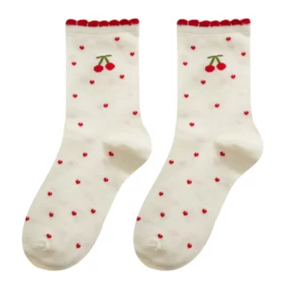 Little Cherry Frilly Ruffle Women Socks
