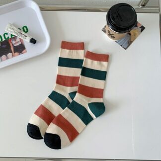 Korean Style Striped Soft Cotton Women Socks
