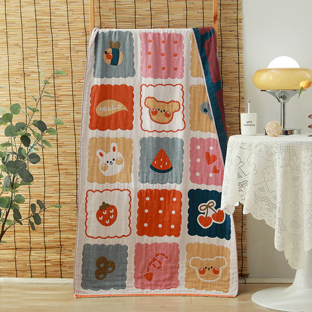 Cartoon Print Cotton Big Towels for Bath