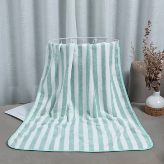 Luxury Green Striped Microfiber Beach Towel Bath Towel