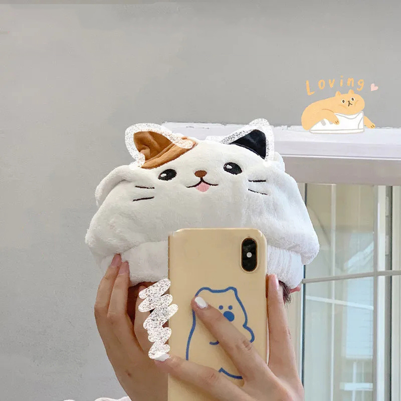 Cute Kitten Quick Dry Bath Hair Drying Towel