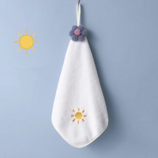 Cute White Coral Fleece Hangable Thicken Towel