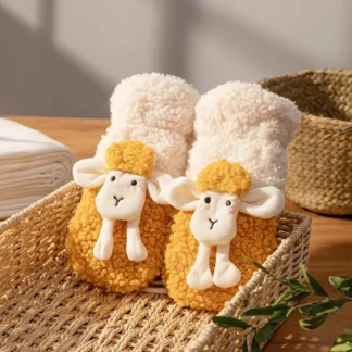 Cute Yellow Sheep Doll Soft Plush Women Gloves