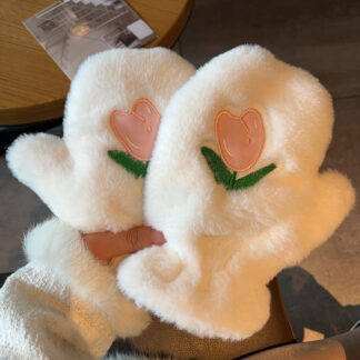 Cute Tulip Women's Plush Thickened Gloves